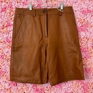 Leather Bermuda shorts.